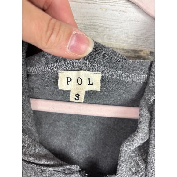 POL Women’s Small Gray Hooded Midi T-Shirt Dress Boho Casual Long Sleeve NEW - Picture 3 of 6